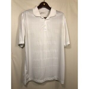 Nike Polo Shirt Mens XL White Striped Dri-Fit Golf